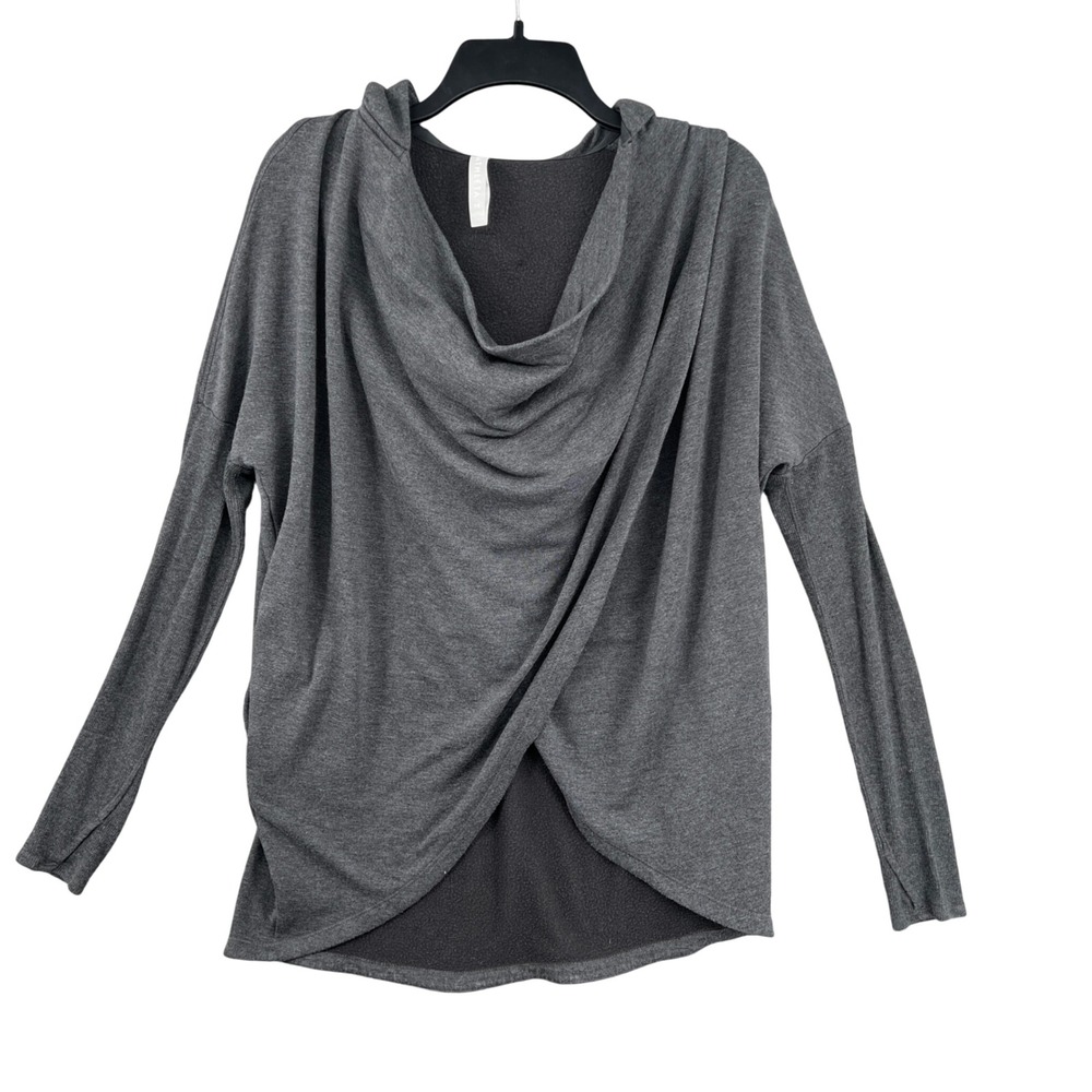 Athleta Gray Purana Wrap Sweatshirt Hoodie XS Fleece Lined Athleisure Layering